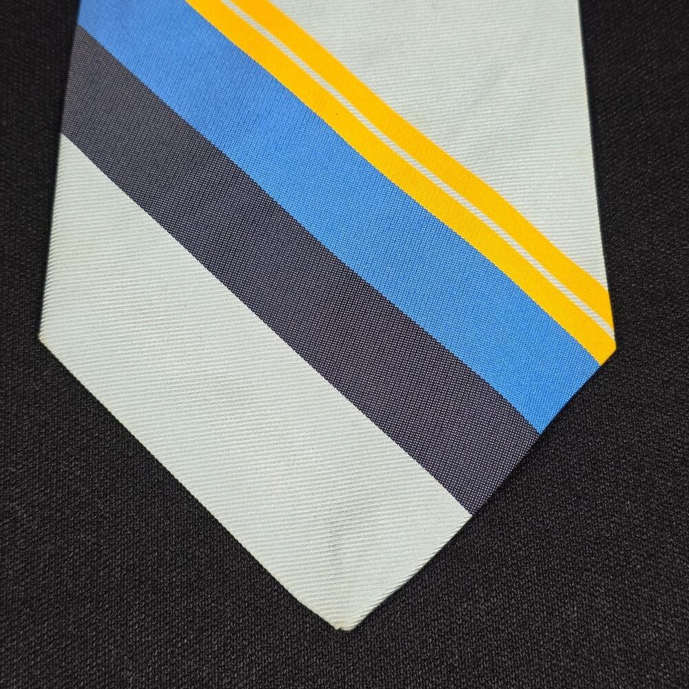 Riviera Men's Striped Tie Blue Yellow Classic Width